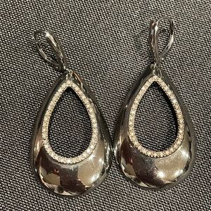 Dark Silver Hoop Hanging Earrings